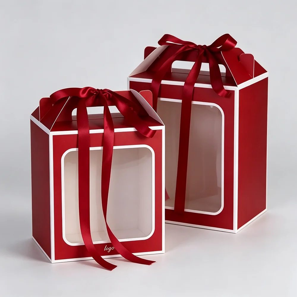 Personnalisé Noël Hand-held Coffret Cadeau Transparent Cadeau Papier Package Boîte