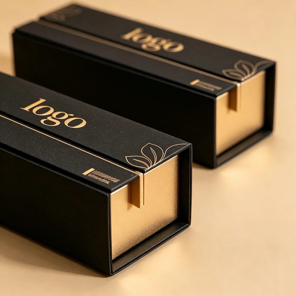 Logo nach Maß Faltbar Schwarz Cosmetics Geschenkbox