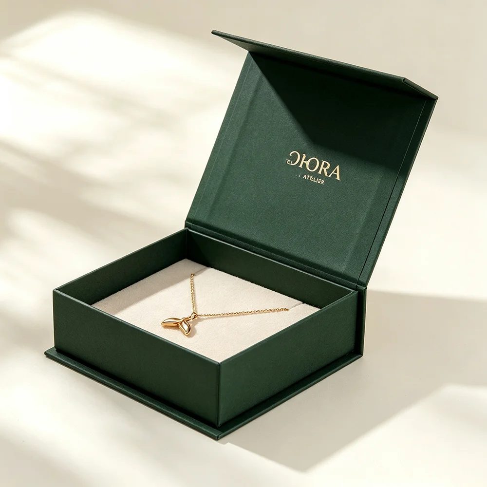 Custom Matte Logo Design Luxury Magnetic Jewelry Box