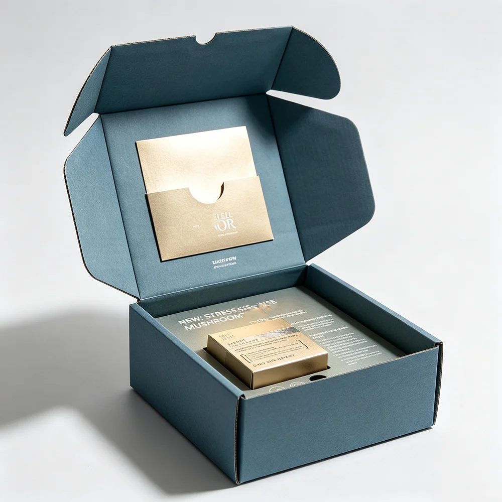 Custom Corrugated Mailing Box Blue Kraft Paper Box
