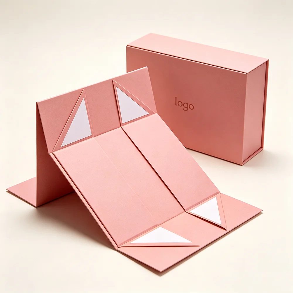 Logo Personnalisé Size Ruban Boîte Pliante Rose Cadeau Papier Boxes