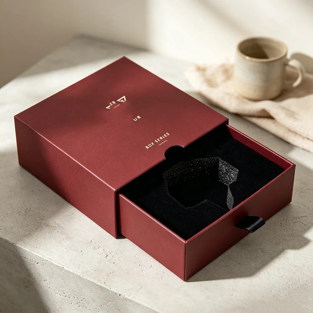 Elegant Argenté Foil Stamping Parfum Boîte Tiroirs