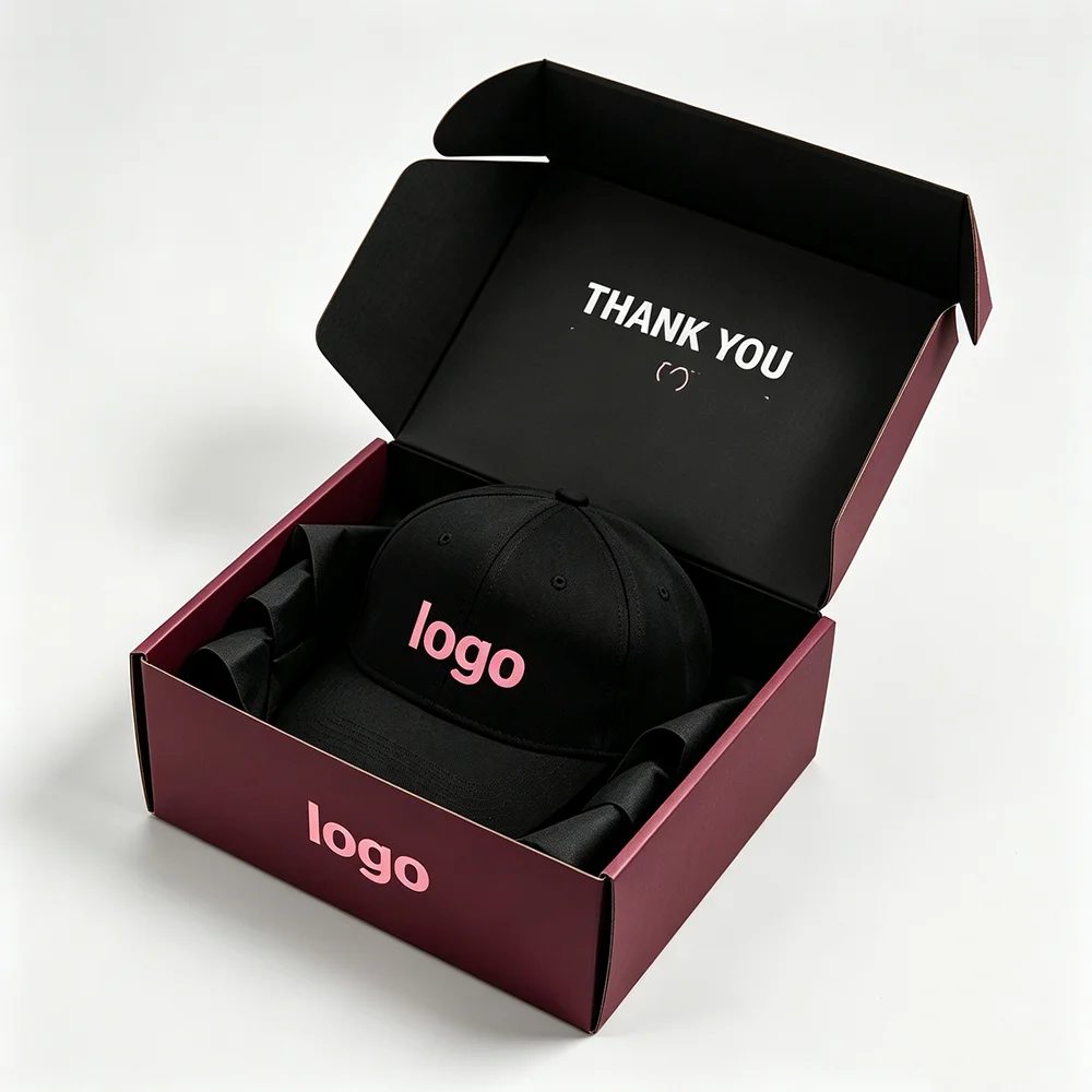 Luxus Logo nach Maß Corrugated Schwarz Color Hats Shipping Versandkarton