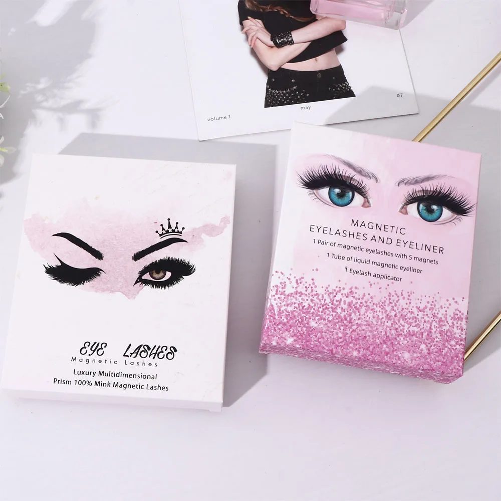 Luxus Reusable Magnetisch Rosa Bling Glitter Eyelash Verpackung Starr Boxes