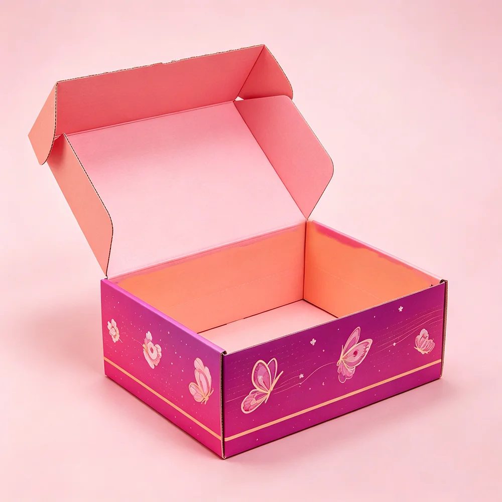 Personnalisé Plain Rose Kraft Boîte en Étui Ondulé Pliable Papier Boîtes d'Emballage