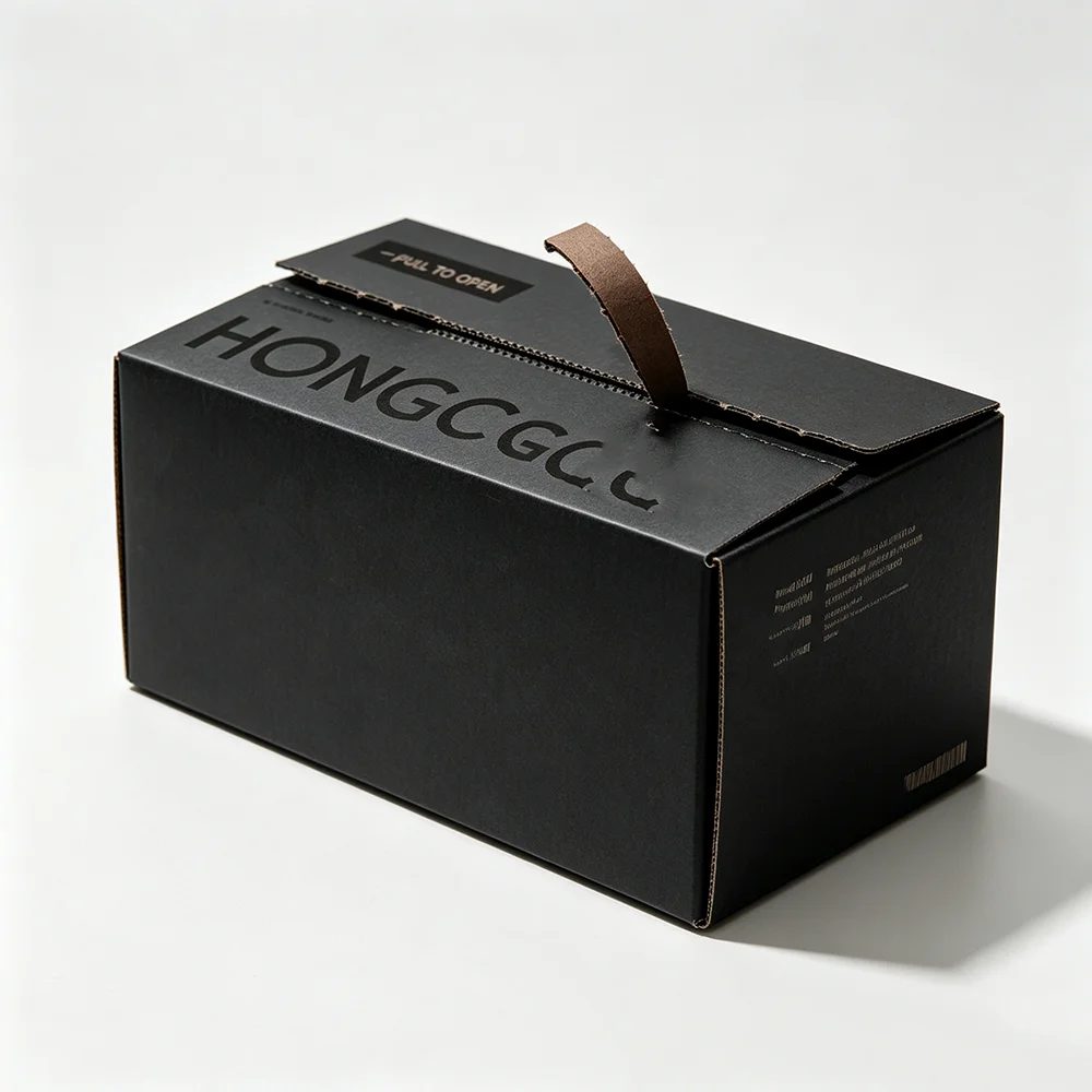 Logo nach Maß Bedruckt Kraft Corrugated Faltbar Schwarz Mailer Geschenkbox