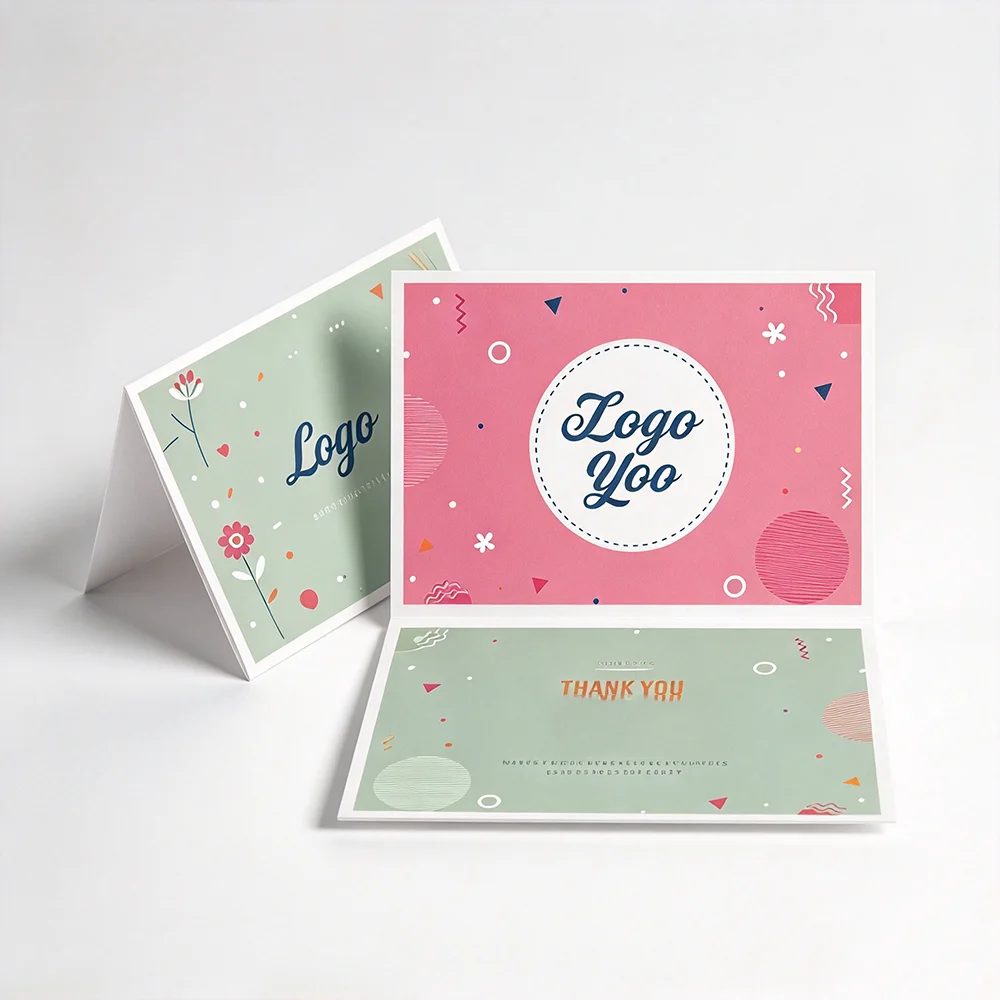 Individuell Folded Thank You Card Full Color Bedruckt Irregular Shape