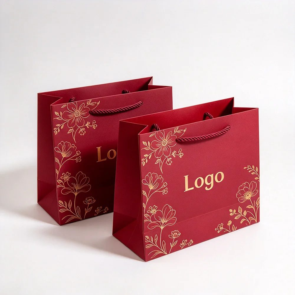 Individuell Art Papier Geschenk Bags Kordelgriffe Bedruckt Shopping Verpackung