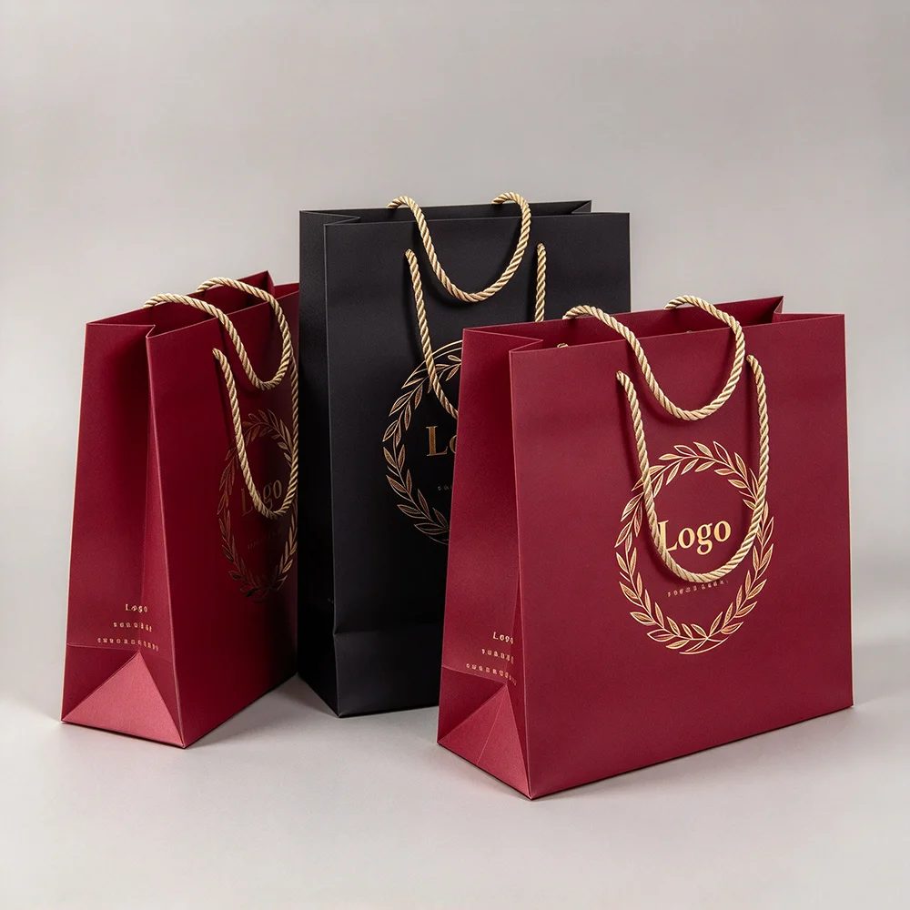 Logo Personnalisé Blanc Papier Cadeau Bags