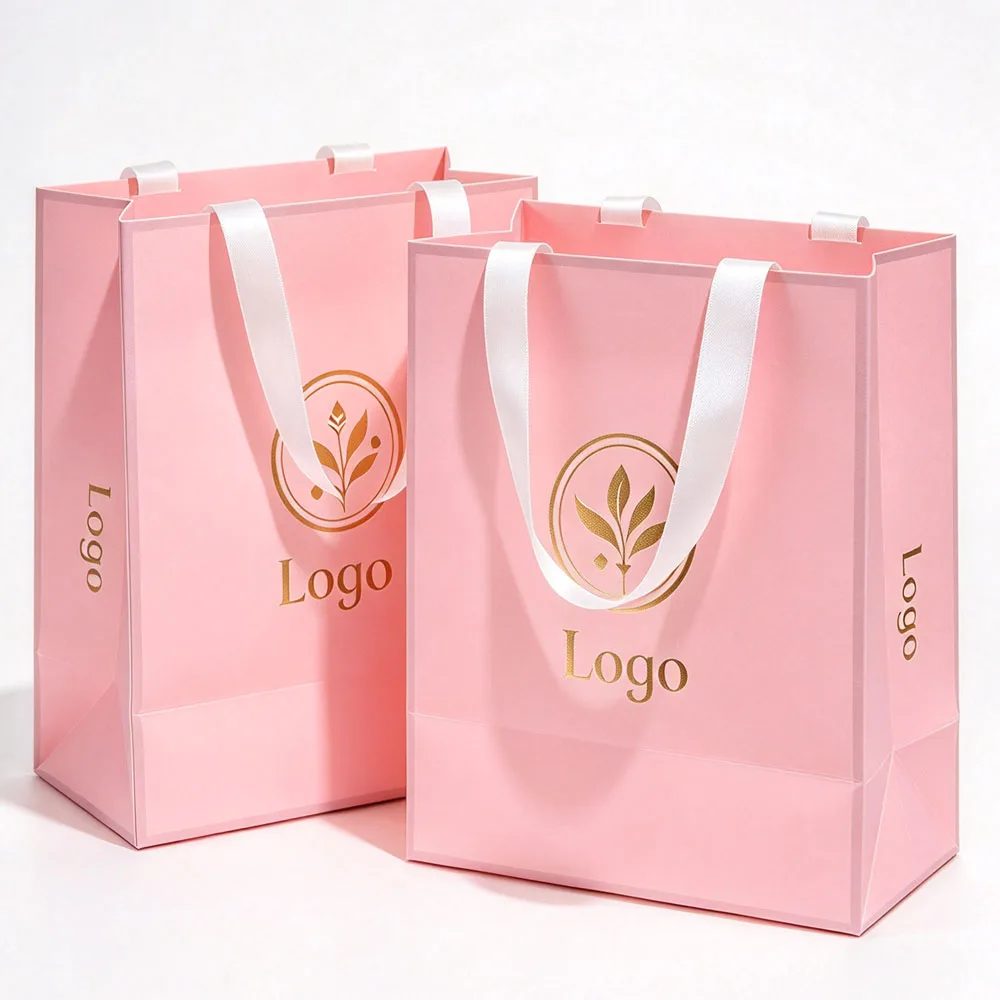 Logo Personnalisé Rose Art Papier Cadeau Sac