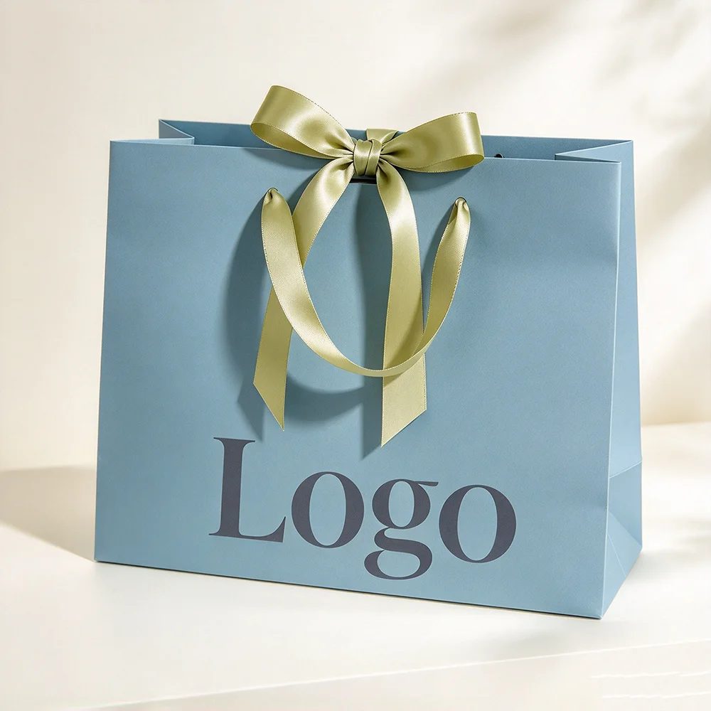 Logo Personnalisé Imprimé Blanc Papier Cadeau Bags