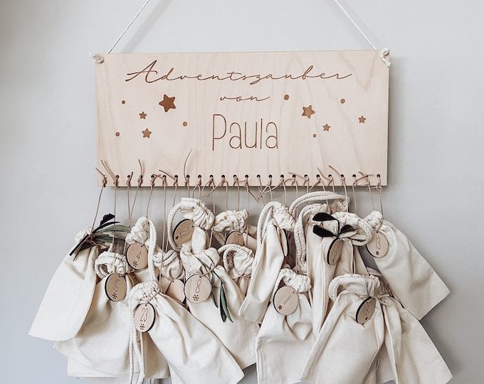heylovelypeople Personalized Wooden Advent Calendar for Children