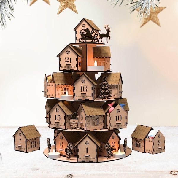 ZeWoodCo Wooden Advent Calendar House XL – Christmas Advent 2025