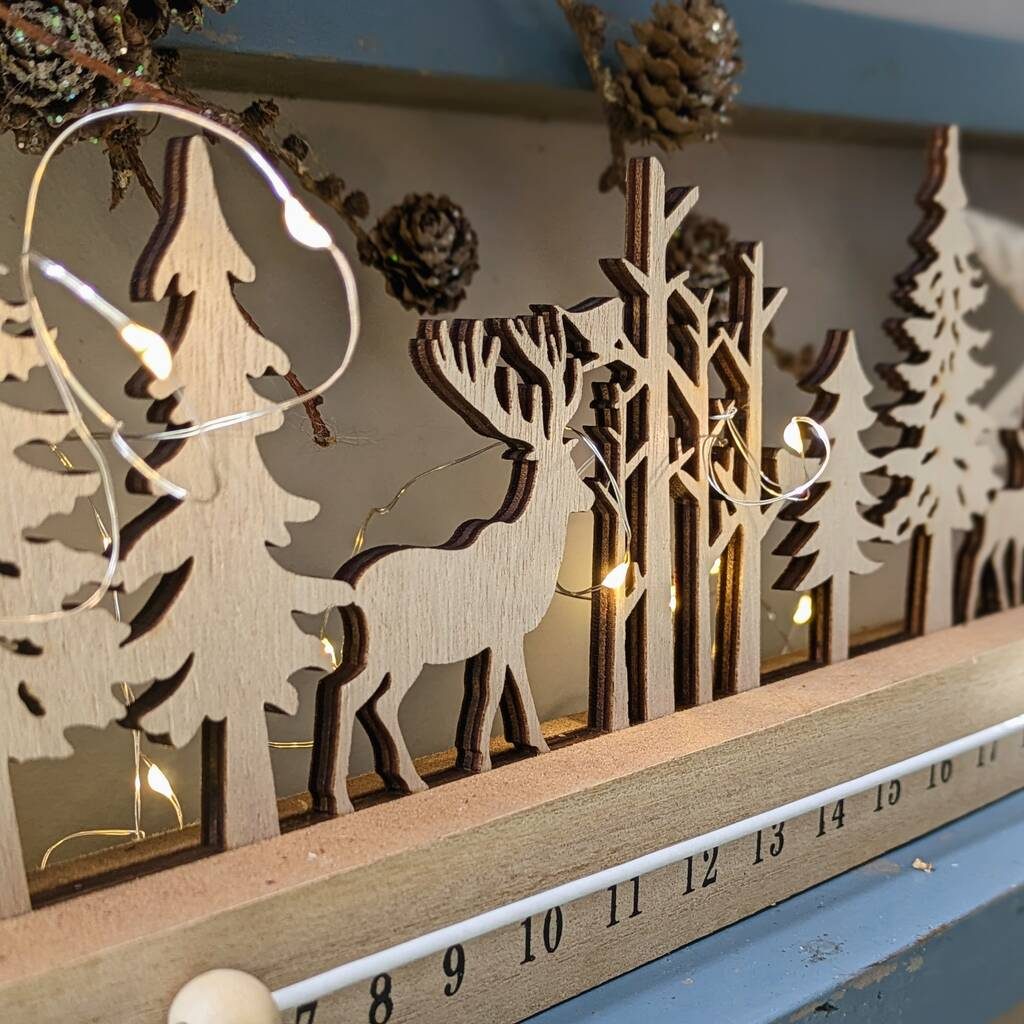 The Danes Wooden Nordic Christmas Advent Countdown (Deer & Fir)