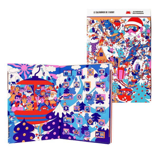 Le Chocolat des Français Calendrier de l'avent 24 chocolats "Un Noël à ski"